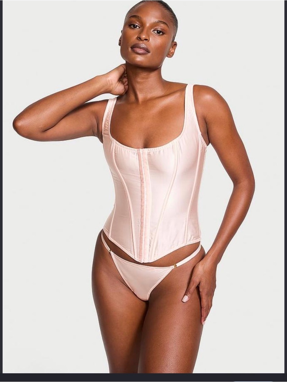 Victoria's Secret Soft Blush Satin Corset Bodysuit
